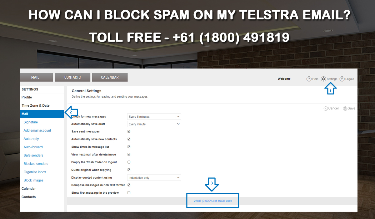 How can i block spam on my telstra email bigpond online service 61