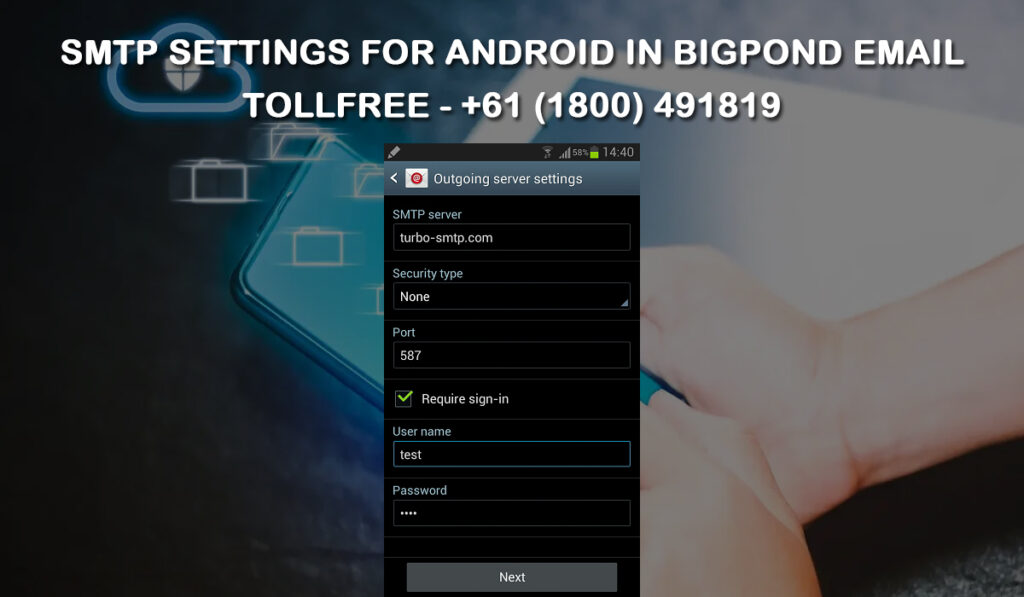 SMTP Settings for Android in Bigpond Email Bigpond Online Service +61