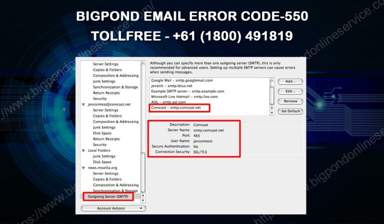 Bigpond email error code 550 bigpond online service 61 1800 921219