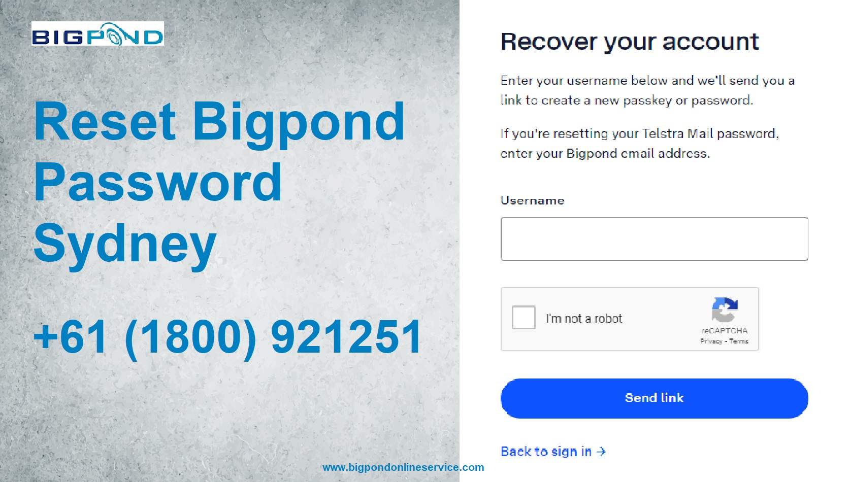 Reset Bigpond Password Sydney Bigpond Online Service +61 (1800) 921251